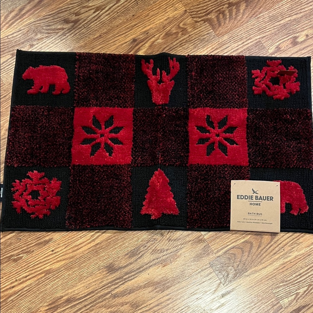 Eddie Bauer Red and Black Plaid Door Mat